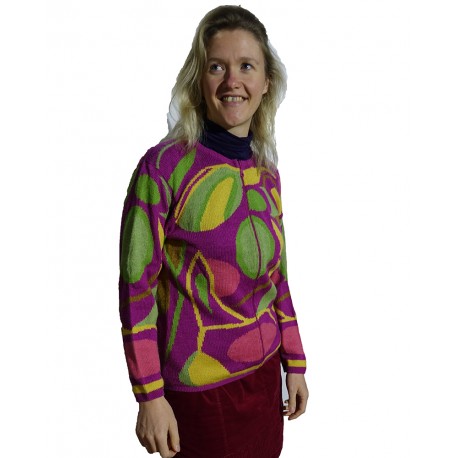 Intarsia Blossom Pink Alpaca Jacket